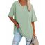 Ebifin Damen Oversize T Shirt mit V-Ausschnitt Kurzärmeliges Casual Lockere Basic Sommer Tee Shirts Bluse.Hellgrün.S