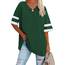 Ebifin Oversize T Shirt mit V-Ausschnitt Damen Kurzärmeliges Casual Lockere Basic Sommer Tee Shirts Bluse.Grün.XXL