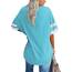 Ebifin Oversize T Shirt mit V-Ausschnitt Damen Kurzärmeliges Casual Lockere Basic Sommer Tee Shirts Bluse.Azurblau.XXL