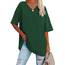 Ebifin Damen Oversize T Shirt mit V-Ausschnitt Kurzärmeliges Casual Lockere Basic Sommer Tee Shirts Bluse.Grün.XXL
