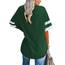 Ebifin Oversize T Shirt mit V-Ausschnitt Damen Kurzärmeliges Casual Lockere Basic Sommer Tee Shirts Bluse.Grün.XXL