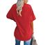 Ebifin Damen Oversize T Shirt mit V-Ausschnitt Kurzärmeliges Casual Lockere Basic Sommer Tee Shirts Bluse.Rot.XL