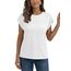AirMood Lässiges Basic-T-Shirt für Damen, elegant, lockere Passform, Rundhalsausschnitt, Flügelärmel, weiß, M