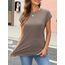 Cuptacc Tops Für Damen T Shirt Rundhals Oberteile Elegant Bluse Kurzarm Damen Sexy Top Sommer CoffeeGrey Groß L 42-44