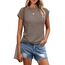 Cuptacc Tops Für Damen T Shirt Rundhals Oberteile Elegant Bluse Kurzarm Damen Sexy Top Sommer CoffeeGrey Groß L 42-44