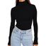 DUOEASE Rollkragenpullover Damen Elegant Basic Einfarbig Tshirt Herbst Winter Oberteile Damen Schwarz Slim Fit Rollkragen Langarmshirt M