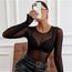 Damen Sexy Netzoberteil Transparent Netz Oberteil Schwarz Mesh Sheer Top mit Rundhalsausschnitt für Clubwear, Partys und Alltagslooks - Weiches, Atmungsaktives Material für Komfort und Stil