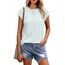 Cuptacc T Shirt Damen Rundhals Tops Für Damen Sommer Oberteile Locker Gestreiftes Shirt Elegant Tank Tops Minzstreifen L 42-44