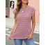 Cuptacc T-Shirts Für Damen Elegant Tshirt Damen Baumwolle Rundhals Sommer Oberteile Kurzarm Tops Mode Oberteil Rotstreifen M 38-40