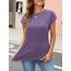 Cuptacc Tshirt Damen Tops Sommer Rundhals Oberteile Elegant Basic Bluse Kurzarm Damen Business Tunika Purple 3XL 56-58