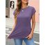 Cuptacc T-Shirt Damen Sommer Tops Für Damen Oberteile Rundhalsausschnitt Business Bluse Kurzarm Tops Teenager Mädchen Purple Groß L 42-44