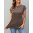Cuptacc T-Shirt Damen Sommer Tops Für Damen Oberteile Rundhalsausschnitt Business Bluse Kurzarm Tops Teenager Mädchen CoffeeGrey Klein S 34-36