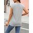 Cuptacc T-Shirts Für Damen Elegant Tshirt Damen Baumwolle Rundhals Sommer Oberteile Kurzarm Tops Mode Oberteil Graustreifen XXL 50-52