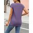 Cuptacc T-Shirt Damen Sommer Tops Für Damen Oberteile Rundhalsausschnitt Business Bluse Kurzarm Tops Teenager Mädchen Purple Groß L 42-44