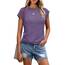 Cuptacc Tshirt Damen Tops Sommer Rundhals Oberteile Elegant Basic Bluse Kurzarm Damen Business Tunika Purple 3XL 56-58
