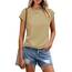 Cuptacc Tshirt Damen Tops Sommer Rundhals Oberteile Elegant Basic Bluse Kurzarm Damen Business Tunika Khaki 3XL 56-58