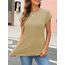 Cuptacc Tank Top Damen Sommer Rundhals Oberteile Damen Elegant Tops Cute Tshirt Basic Business Outfit Bluse Khaki Mittel M 38-40