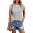 Cuptacc T-Shirts Für Damen Locker Sommer Oberteile Damen Elegante Tank Tops Casual Tunika Modern Oberteil Graustreifen XS 30-32