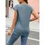 Cuptacc Tank Top Damen Sommer Rundhals Oberteile Damen Elegant Tops Cute Tshirt Basic Business Outfit Bluse Blau 2XL 50-52