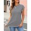 Cuptacc Tunika Damen Sommer Elegante Oberteile Basic Top Runder Halsausschnitt Tshirt Damen Baumwolle Atmungsaktiv Schwarzstreifen S 34-36