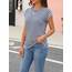 Cuptacc T Shirt Damen Modern Oberteile Gestreiftes Shirt Damen Elegant Tops Lässige Tunika Leicht Oberteil Baumwolle Marinestreifen XXXL 54-56