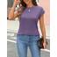 Cuptacc Tshirt Damen Tops Sommer Rundhals Oberteile Elegant Basic Bluse Kurzarm Damen Business Tunika Purple 3XL 56-58