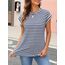 Cuptacc Shirts Damen Sommer Elegante Tank Top Baumwolle Locker Oberteile Damen Fashion Shirt Gestreiftes Kniff Marinestreifen S 34-36