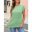 Cuptacc Tops Für Damen T Shirt Rundhals Oberteile Damen Bluse Kurzarm Sexy Top Sommer Grün XL 46-48