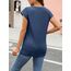 Cuptacc Tshirt Damen Sommer Rundhals Oberteile Damen Elegant Tops Cute T Shirt Basic Business Outfit Bluse Navy Blue Mittel M 38-40