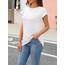 Cuptacc Tshirt Damen Tops Sommer Rundhals Oberteile Damen Elegant Basic Bluse Kurzarm Business Outfit Weiß 2XL 50-52