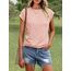 Cuptacc T Shirt Damen Sommer Tops Für Damen Oberteile Oversize Rundhalsausschnitt Business Bluse Kurzarm T-Shirt Locker Rosa Mittel M 38-40