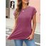 Cuptacc Tshirt Damen Sommer Rundhals Oberteile Damen Elegant Tops Cute T-Shirt Sexy Business Outfit Bluse Purple Klein S 34-36