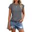 Cuptacc Tops Für Damen T Shirt Rundhals Oberteile Damen Oversized Bluse Kurzarm Sexy Top Sommer Grau 2XL 50-52