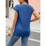 Cuptacc Tops Für Damen T Shirt Rundhals Oberteile Damen Bluse Kurzarm Sexy Top Sommer Blau XS 30-32