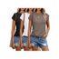 Cuptacc T Shirt Damen Sommer Tops Für Damen Oberteile 3er Pack Rundhalsausschnitt Business Bluse Kurzarm T-Shirt Locker CoffeeGrau Schwarz Weiß Multi-Pack Groß L 42-44