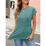 Cuptacc Tank Top Damen Sommer Rundhals Oberteile Damen Elegant Tops Cute Tshirt Basic Business Outfit Bluse Grün 2XL 50-52