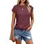 Cuptacc T Shirt Damen Sommer Tops Für Damen Oberteile Rundhalsausschnitt Business Bluse Kurzarm T-Shirt Locker WineRed Groß L 42-44
