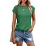 Cuptacc Tops Für Damen T Shirt Rundhals Oberteile Damen Bluse Kurzarm Sexy Top Sommer Grün XL 46-48