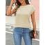 Cuptacc Tshirt Damen Tops Sommer Rundhals Oberteile Damen Elegant Basic Bluse Kurzarm Business Outfit Eiscreme 2XL 50-52