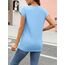 Cuptacc Tops Für Damen T Shirt Rundhals Oberteile Damen Elegant Bluse Kurzarm Sexy Top Sommer SkyBlau Groß L 42-44