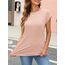 Cuptacc Tshirt Damen Tops Sommer Rundhals Oberteile Damen Elegant Basic Bluse Kurzarm Business Tunika Rosa Groß L 42-44