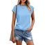 Cuptacc Tops Für Damen T Shirt Rundhals Oberteile Damen Bluse Kurzarm Sexy Top Sommer SkyBlau XL 46-48