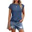 Cuptacc Tops Für Damen T Shirt Rundhals Oberteile Damen Oversized Bluse Kurzarm Sexy Y2k Top Sommer Navy Blue XS 30-32