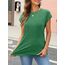 Cuptacc Tops Für Damen T Shirt Rundhals Oberteile Damen Elegant Bluse Kurzarm Sexy Top Sommer Grün Groß L 42-44