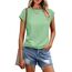 Cuptacc Tshirt Damen Sommer Rundhals Oberteile Damen Elegant Tops Cute T Shirt Basic Business Outfit Bluse Grün Mittel M 38-40