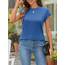 Cuptacc Tank Top Damen Sommer Rundhals Oberteile Damen Elegant Tops Cute Tshirt Basic Business Outfit Bluse Blau 2XL 50-52