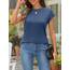 Cuptacc T-Shirt Damen Sommer Tops Für Damen Oberteile Rundhalsausschnitt Business Bluse Kurzarm Tops Teenager Mädchen NavyBlue 2XL 50-52