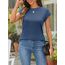 Cuptacc Tops Für Damen T Shirt Rundhals Oberteile Damen Oversized Bluse Kurzarm Sexy Y2k Top Sommer Navy Blue XS 30-32