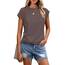 Cuptacc Tshirt Damen Tops Sommer Rundhals Oberteile Elegant Basic Bluse Kurzarm Damen Business Tunika Darkbrown 3XL 56-58