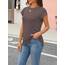 Cuptacc Tshirt Damen Tops Sommer Rundhals Oberteile Elegant Basic Bluse Kurzarm Damen Business Tunika Darkbrown 3XL 56-58
